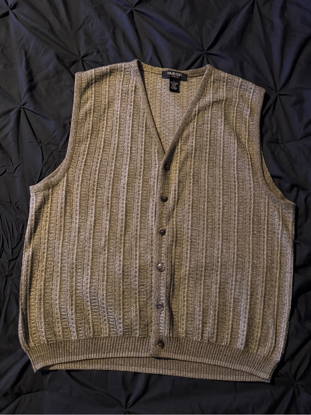 Murano Taupe Knit Button-Front Vest
